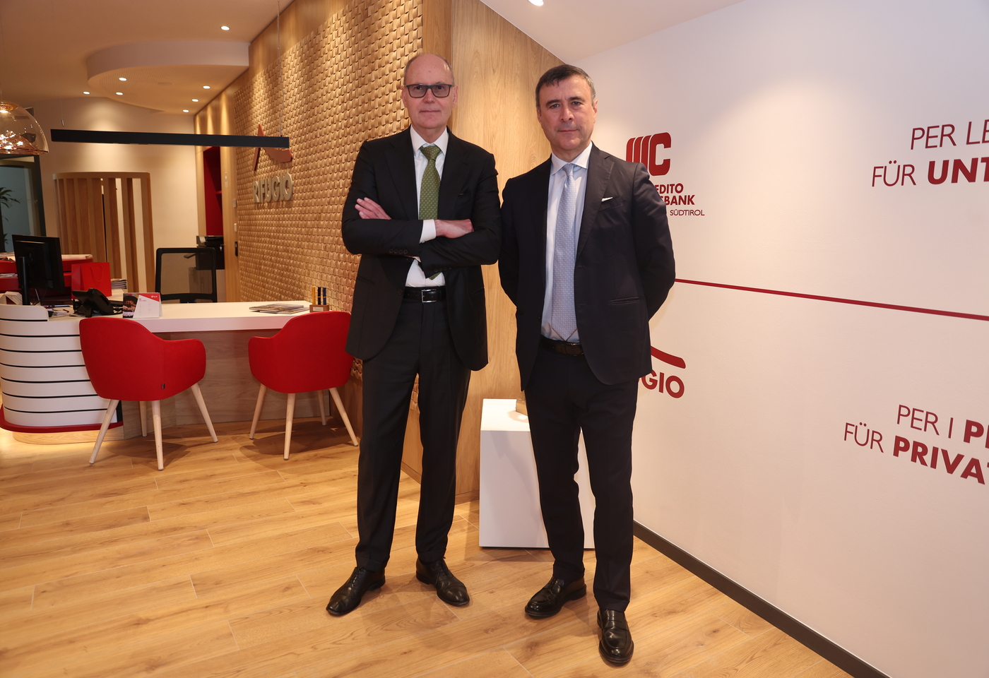 Da sx Avv. Stefano Mengoni, Presidente di Mediocredito Trentino Alto Adige, Diego Pelizzari Direttore generale di di Mediocredito Trentino Alto Adige 