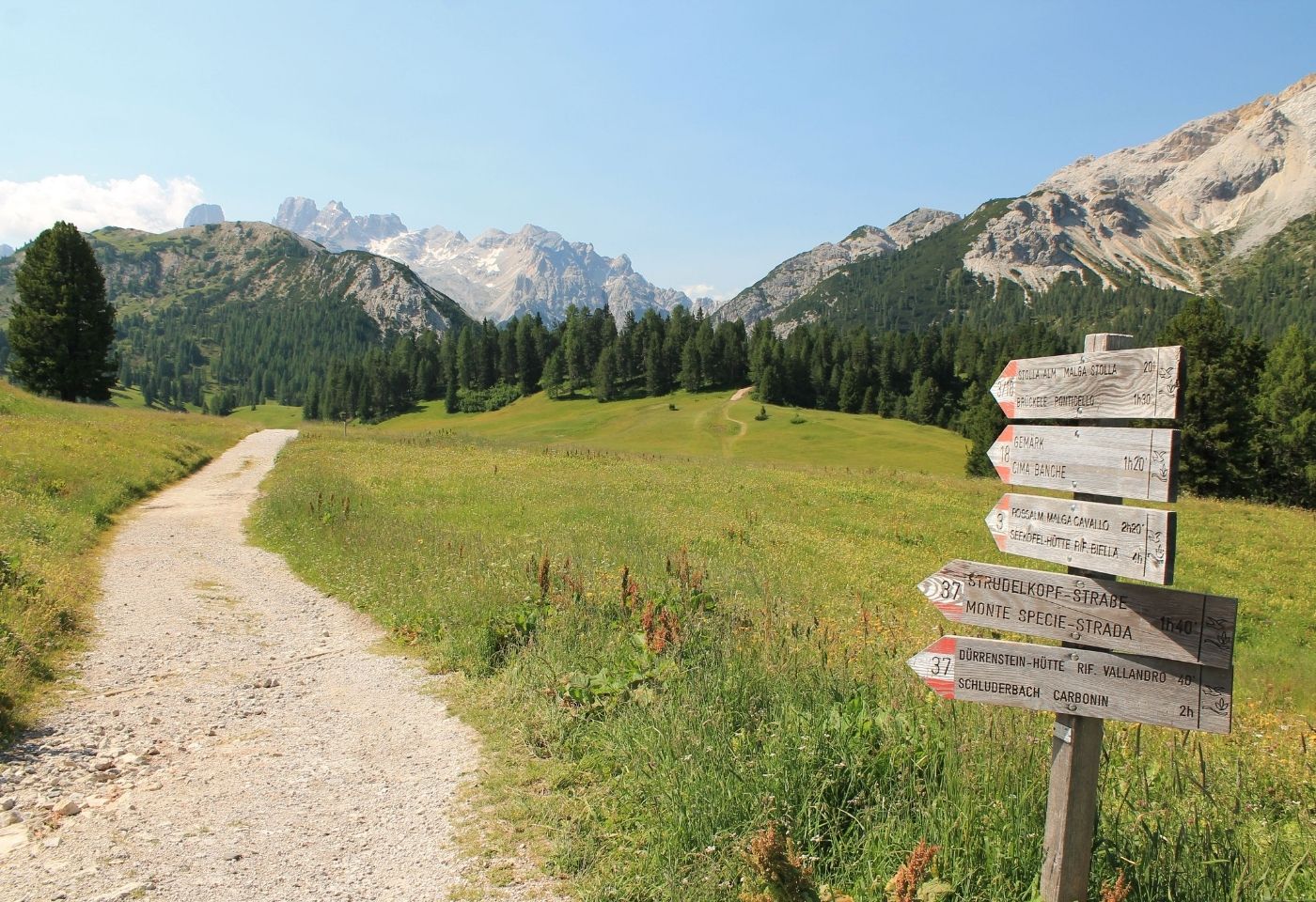 sentiero in montagna con indicazioni